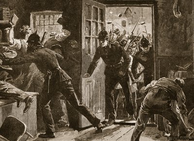 Gevecht bij Ennis tussen National Leaguers en Politie, 1886, illustratie uit 
