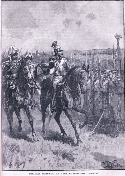 De Tsaar inspecteert zijn leger in Sebastopol, 1856 door William Barnes Wollen