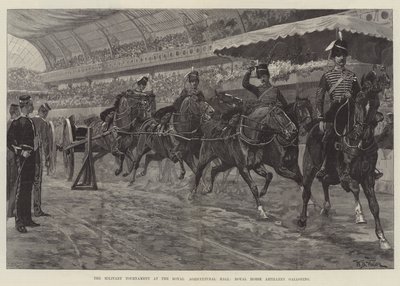Het Militaire Toernooi in de Royal Agricultural Hall, Royal Horse Artillery in galop door William Barnes Wollen