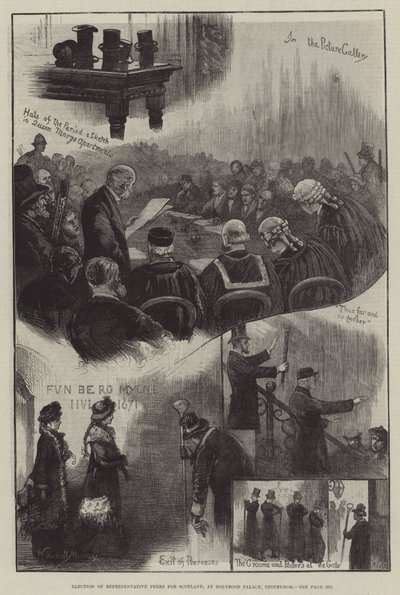 Verkiezing van vertegenwoordigers van Schotse edelen, in Holyrood Palace, Edinburgh door William Bazett Murray