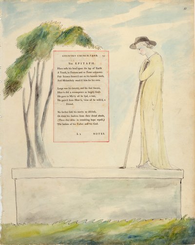 Een herder leest het grafschrift, uit Elegy Written in a Churchyard, uit 