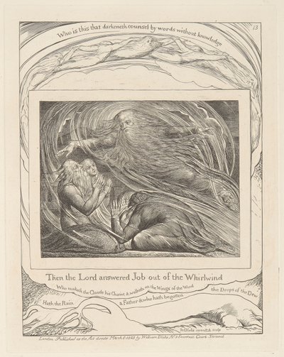 Boek van Job, Plaat 13, De Heer antwoordt Job uit de wervelwind door William Blake