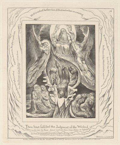Boek van Job, Plaat 16, De val van Satan door William Blake