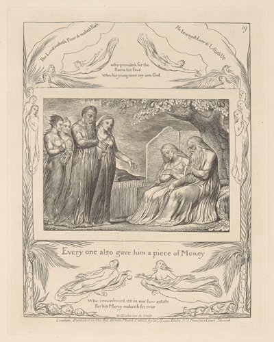 Boek van Job, plaat 19, Iedereen gaf hem ook een stuk geld door William Blake
