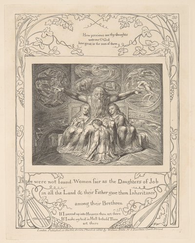Boek van Job, plaat 20, Job en zijn dochters door William Blake