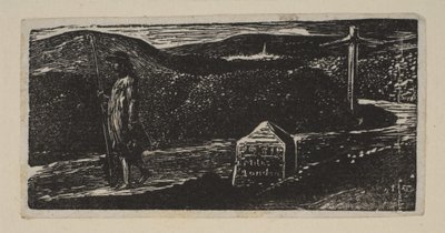 Colinets reis, mijlpaal gemarkeerd LXII mijlen naar Londen, uit Thorntons Pastorals door William Blake
