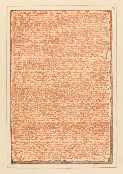"Hampstead Highgate Finchley Hendon Muswell Hill..." (Platte 16) door William Blake