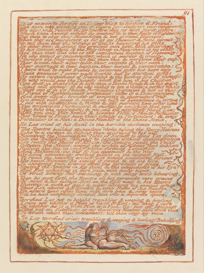 Jeruzalem, Plaat 91, Het is gemakkelijker een vijand te vergeven.... door William Blake