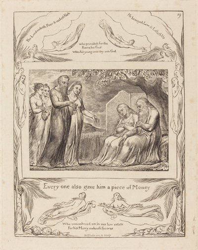 Job ontvangt liefdadigheid door William Blake