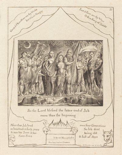 Job en Zijn Vrouw Hersteld tot Welvaart door William Blake