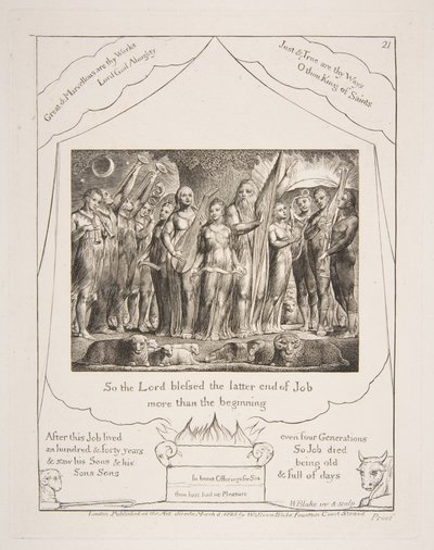 Job en zijn Vrouw hersteld tot Welvaart, uit Illustraties van het Boek Job door William Blake