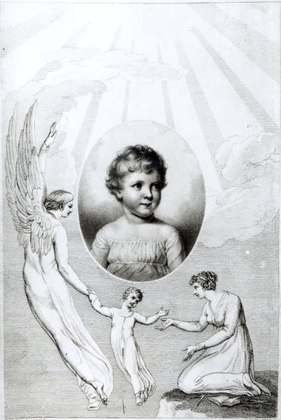 Mary Wollstonecraft Shelley als kind, gegraveerd door Robert Hartley Cromek door William Blake