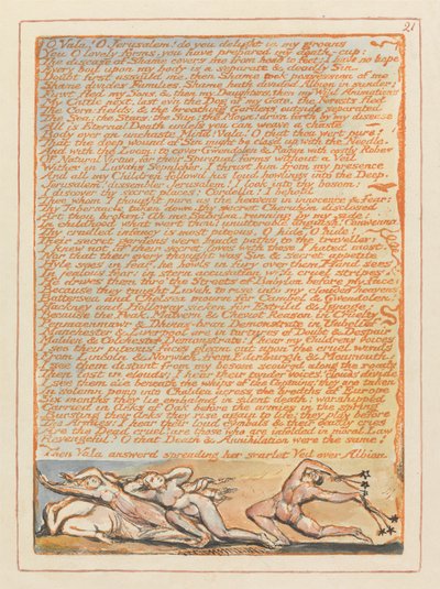 O Vala! O Jerusalem! erfreut ihr euch an meinen Klagen... (Platte 21) door William Blake