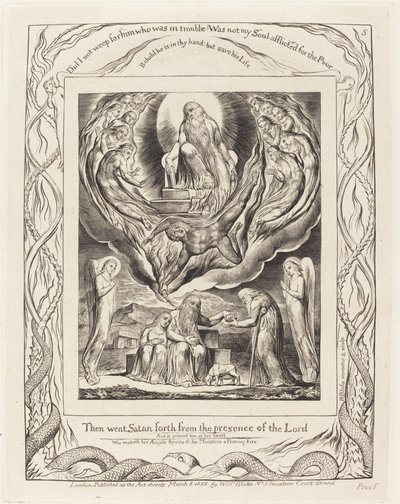 Satan vertrekt uit de aanwezigheid van de Heer, 1825 door William Blake