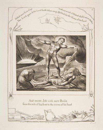 Satan slaat Job met zweren, uit Illustraties van het Boek Job, 1825-26 door William Blake
