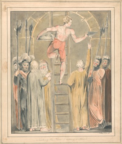 Het verzegelen van de steen en het plaatsen van een wacht door William Blake