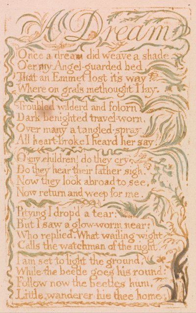 Liederen van Onschuld, Plaat 4, Een Droom (Bentley 26) door William Blake