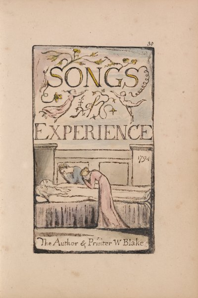 Liederen van Onschuld en Ervaring, Plaat 30, Ervaring Titelpagina (Bentley 29) door William Blake