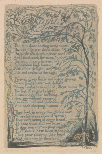 Songs of Innocence and of Experience, Plaat 30, Nacht (Bentley 20) door William Blake