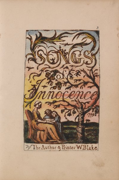Liederen van Onschuld en Ervaring, Plaat 3, Onschuld Titelpagina (Bentley 3) door William Blake