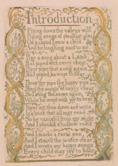 Songs of Innocence and of Experience, Plaat 3, Introductie (Bentley 4) door William Blake