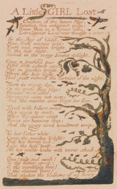 Songs of Innocence and of Experience, Plaat 44, Een Klein Meisje Verloren (Bentley 51) door William Blake