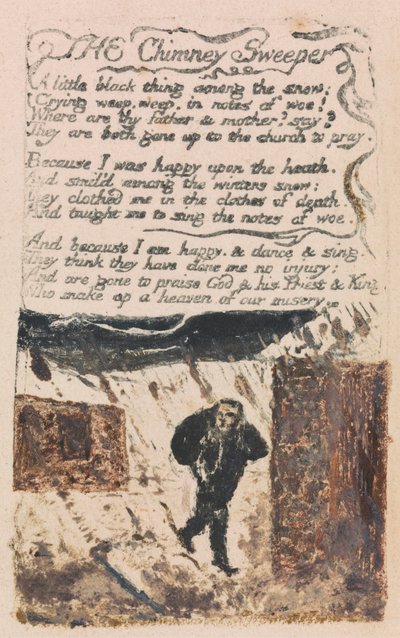 Songs of Innocence and of Experience, Plaat 45, "De schoorsteenveger" (Bentley 37) door William Blake