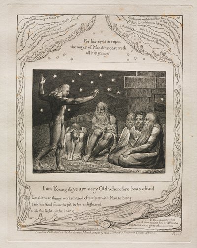 Het Boek Job: Pl. 12, Ik ben Jong en jullie zijn heel Oud daarom was ik bang door William Blake