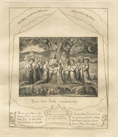 Het Boek van Job: Pl. 1, Zo deed Job voortdurend door William Blake
