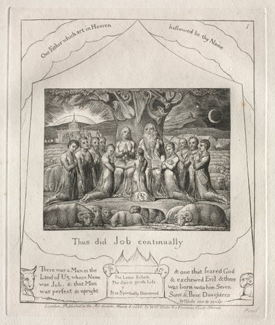 Het Boek van Job: Pl. 1, Zo deed Job voortdurend, 1825 door William Blake