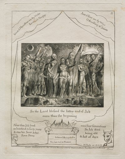 Het Boek Job: Pl. 21, Dus de Heer zegende het latere einde van Job / meer dan het begin door William Blake