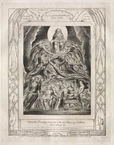 Het Boek Job: Pl. 2, Toen de Almachtige nog bij mij was, Toen mijn Kinderen / om mij heen waren door William Blake