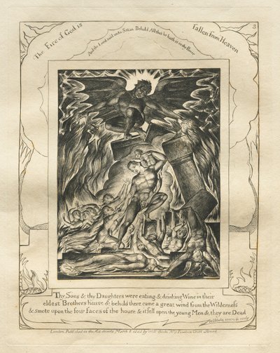 Het boek Job: Pl. 3, Uw zonen en dochters aten en dronken wijn... door William Blake
