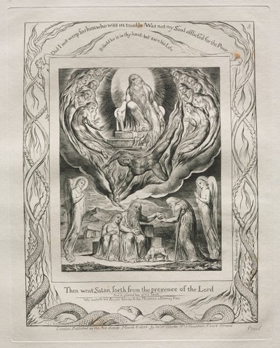 Het Boek Job: Pl. 5, Toen ging Satan weg uit de aanwezigheid van de Heer door William Blake