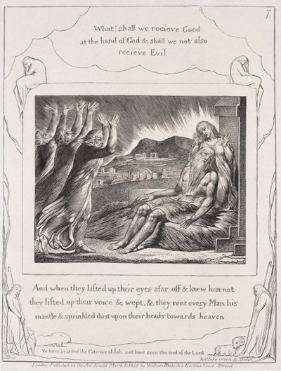 Het Boek van Job: Pl. 7, En toen ze hun ogen opsloegen door William Blake