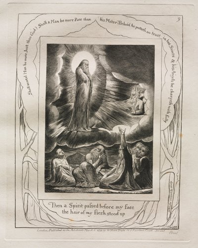 Het Boek Job: Pl. 9, Toen ging een Geest voor mijn gezicht voorbij / het haar van mijn vlees stond overeind door William Blake