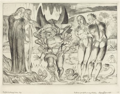 De Cirkel van de Dieven; Agnolo Brunelleschi Aangevallen door een Zesvoetige Slang door William Blake
