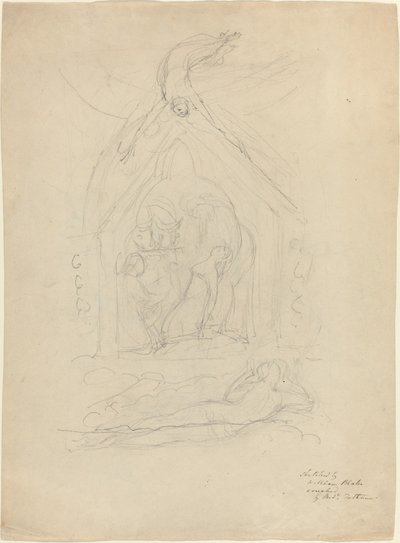De afdaling van de vrede [recto] door William Blake