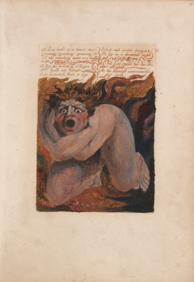 Het eerste boek van Urizen, Plaat 10, 12- Los huilde in een sombere stupor.... (Bentley 7) door William Blake