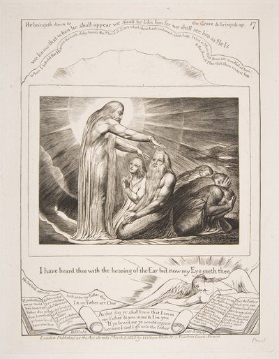 De visie van God, uit Illustraties van het Boek Job, 1825-26 door William Blake