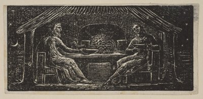 Thenot en Colinet Eten Hun Avondmaal, uit Thorntons Pastoralen van Vergilius door William Blake