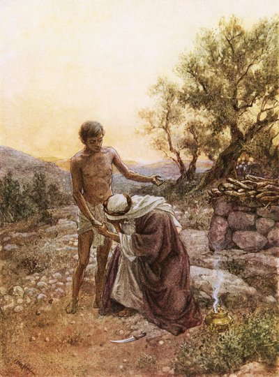 Abraham en Isaak op de berg Moriah door William Brassey Hole