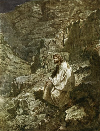 Veertig dagen in de wildernis, verleid door Satan door William Brassey Hole