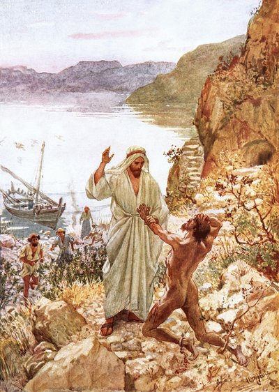Jezus ontmoet een bezetene in het land van de Gadarenen door William Brassey Hole