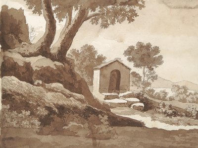 Verso: Gebouw in een Landelijke Omgeving door William Brockedon