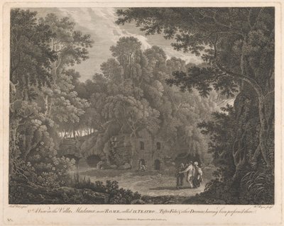 Een Uitzicht in de Villa Madama, nabij Rome, genaamd II Teatro door William Byrne