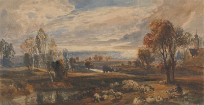 Landschap met schapen door William Callow