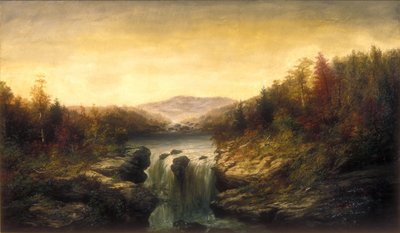 Landschap met waterval door William Charles Anthony Frerichs