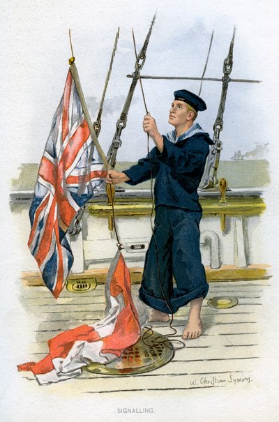 Matroos van de Koninklijke Marine seint, ca. 1890-ca. 1893 door William Christian Symons