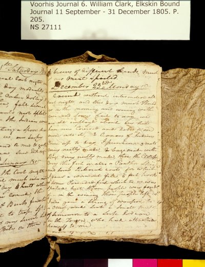Clark Familie Collectie - Deel 6. Elkskin Journal, pagina 205, 22-23 december 1805 door William Clark